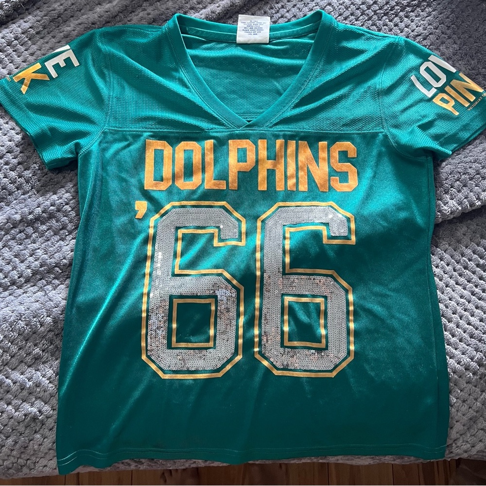 Victoria’s Secret pink Miami Dolphins sparkle NFL jersey